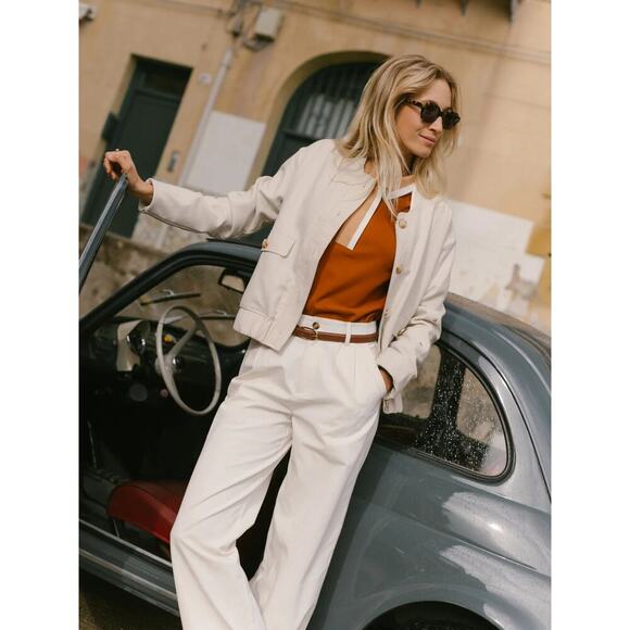 A. Putnam Long Sleeve Polo Golf Shirt in Terra Orange Brown Stripe Trim M - Picture 14 of 14